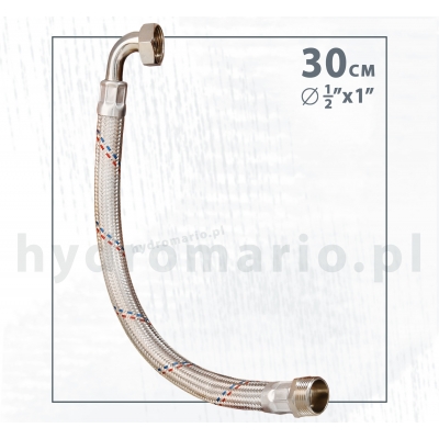 Wąż antywibracyjny z kolanem | 30 cm